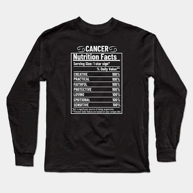 Cancer Nutrition Facts Label Long Sleeve T-Shirt by HobbyAndArt